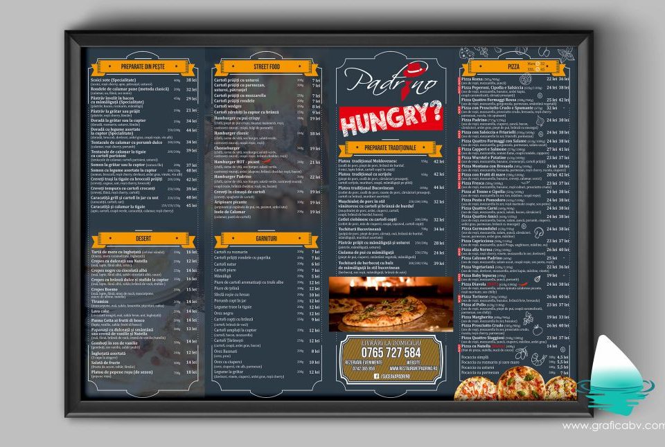 Grafica meniu Padrino Restaurant Suceava