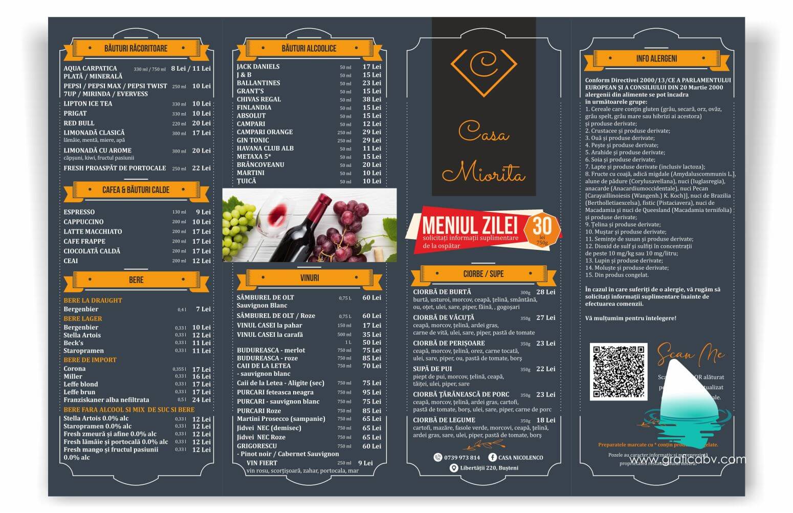 Grafica meniu pensiune - format A3