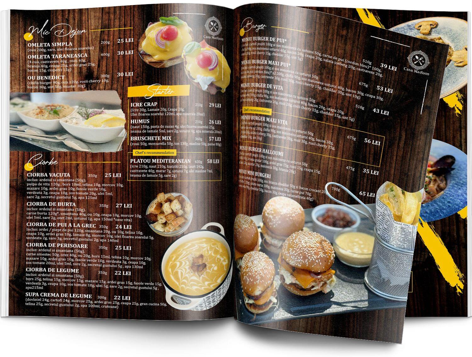 Grafica meniu restaurant - pachet Standard