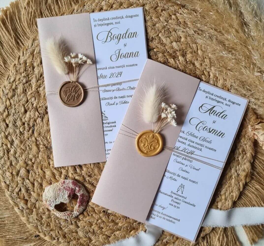 Invitatii personalizate cu scris folio gold