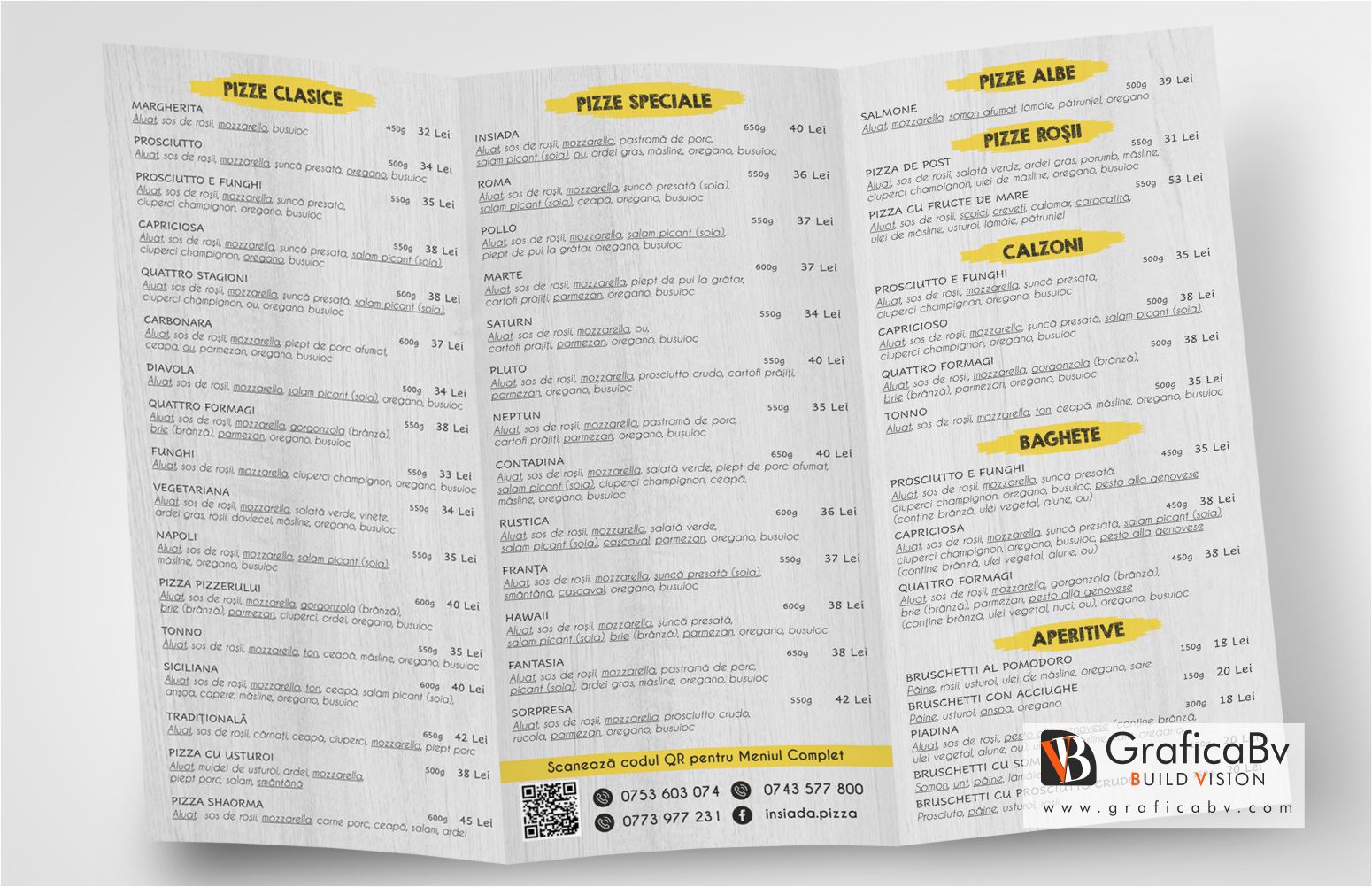 Design flyer cu meniu mancare restaurant